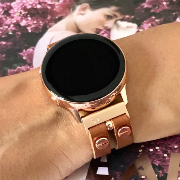 Galaxy Active2 Brown Leather Double Strap Band main image 9